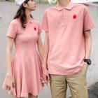 Couple Matching Short-sleeve Embroidered Polo Shirt / Short-sleeve Mini Polo Dress