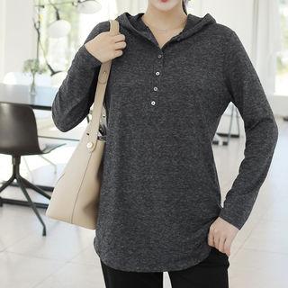 Hooded Half-placket M Lange Top