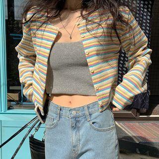 Striped Cropped Lightweight Cardigan