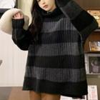 Turtleneck Two-tone Striped Sweater