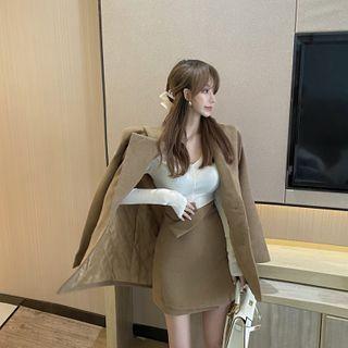 Woolen Blazer / Mini Fitted Skirt