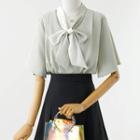 Elbow-sleeve Blouse / Plain A-line Skirt