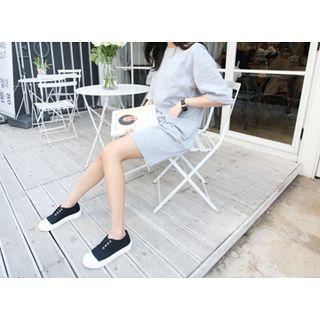 Elbow-sleeve Side-pocket Pullover Dress