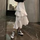 Ruffle Midi A-line Skirt White - One Size