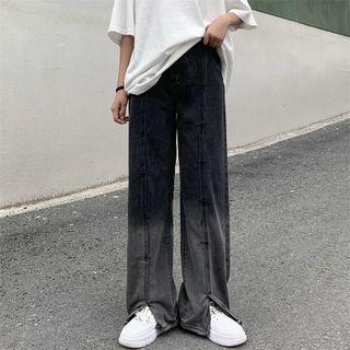 Slit Gradient Wide Leg Jeans