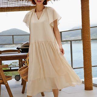 Ruffled Shirred Long Sundress