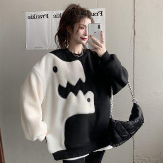 Cartoon Fleece Panel Sweatshirt