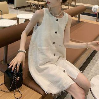 Sleeveless Distressed Shift Dress