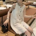 Sleeveless Distressed Shift Dress