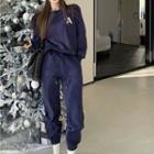 Set: Lettering Sweatshirt + Sweatpants Blue - One Size