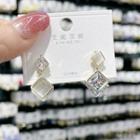 Square Rhinestone Asymmetrical Alloy Dangle Earring 1 Pair - Asymmetric - Gold & Transparent - One Size