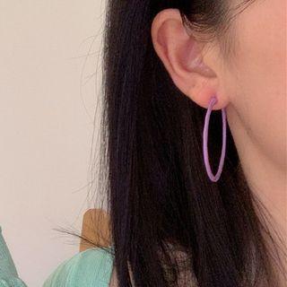 Hoop Earring 1 Pair - S925 Silver - Purple - One Size