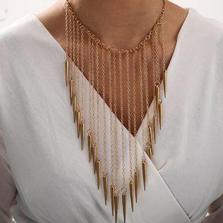 Alloy Fringed Necklace 5541 - Gold - One Size