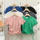 Drawstring-side Short-sleeve Crop T-shirt In 6 Colors