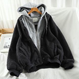 Furry Panel Zip Hoodie
