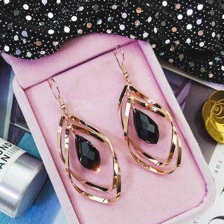 Faux Crystal Alloy Hoop Dangle Earring 1 Pair - Rose Gold - One Size
