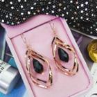Faux Crystal Alloy Hoop Dangle Earring 1 Pair - Rose Gold - One Size