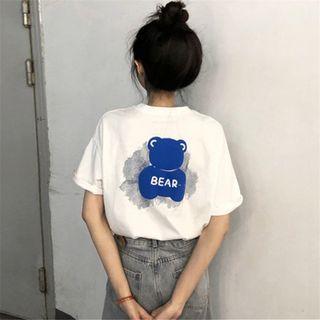 Short-sleeve Oversized Bear Print T-shirt