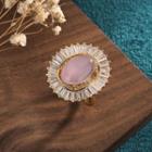 Agate Rhinestone Alloy Open Ring Cp35 - Gold - One Size