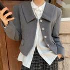 Lapel Single-breasted Cropped Blazer Gray - One Size