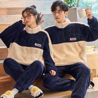 Couple Matching Loungewear Set : Fleece Half-zip Top + Pants