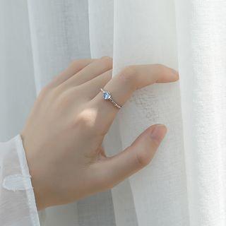 925 Sterling Silver Clear Stone Open Ring W4001 - Silver - One Size