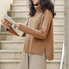 Split Hem Turtleneck Sweater