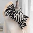 Zebra Patterned Knit Scarf Zebra - One Size