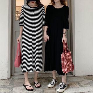 Round-neck Elbow-sleeve Oversize Maxi Dress