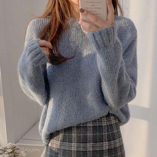 Plain Crewneck Sweater Airy Blue - One Size