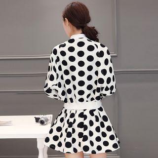 Set: Polka Dot Zip Jacket + A-line Skirt