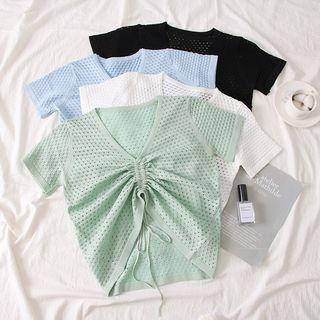 Drawstring Summer Knit Crop Top