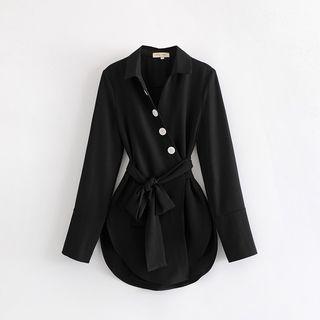 Asymmetric Tie-waist Shirt