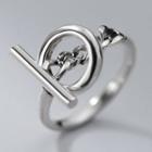 Geometric Sterling Silver Open Ring S925 Silver - Silver - One Size