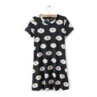 Short-sleeve Flower-print Dress