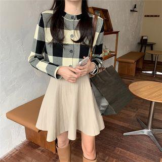 Plaid Cardigan Black & Light Yellow - One Size