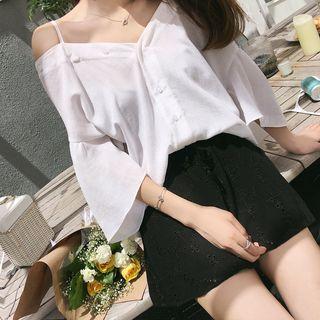 Set: Cold Shoulder Blouse + Culottes