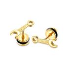 Fashion And Simple Plated Gold Wrench 316l Stainless Steel Stud Earrings Golden - One Size