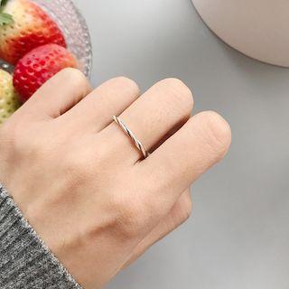 925 Sterling Silver Ribbed Open Ring K282 - Silver - One Size