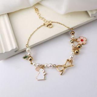 Glaze Rabbit Faux Pearl Bracelet
