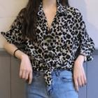 Long-sleeve Leopard Print Shirt Shirt - Leopard - One Size