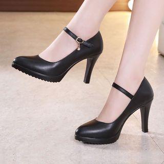Pointed Toe Ankle Strap High Heel Pumps