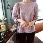 Slit-hem Textured Pullover