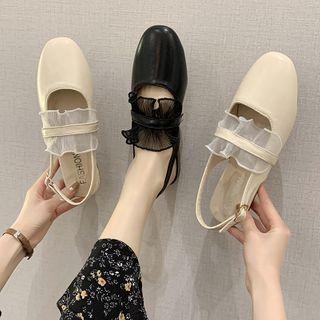 Mesh Panel Slingback Flats
