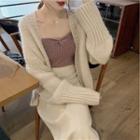 Strapless Knit Top / Open-front Cardigan