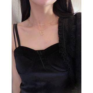Geometric Pendant Layered Alloy Necklace 728 - Gold - One Size