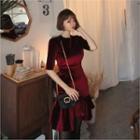 Short-sleeve Velvet Mini Mermaid Dress