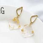Gold Leaf Acrylic Square Dangle Earring 1 Pair - Gold - One Size