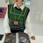 Flower Print Sweater Vest