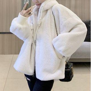 Fleece Zip Hoodie Off-white - One Size